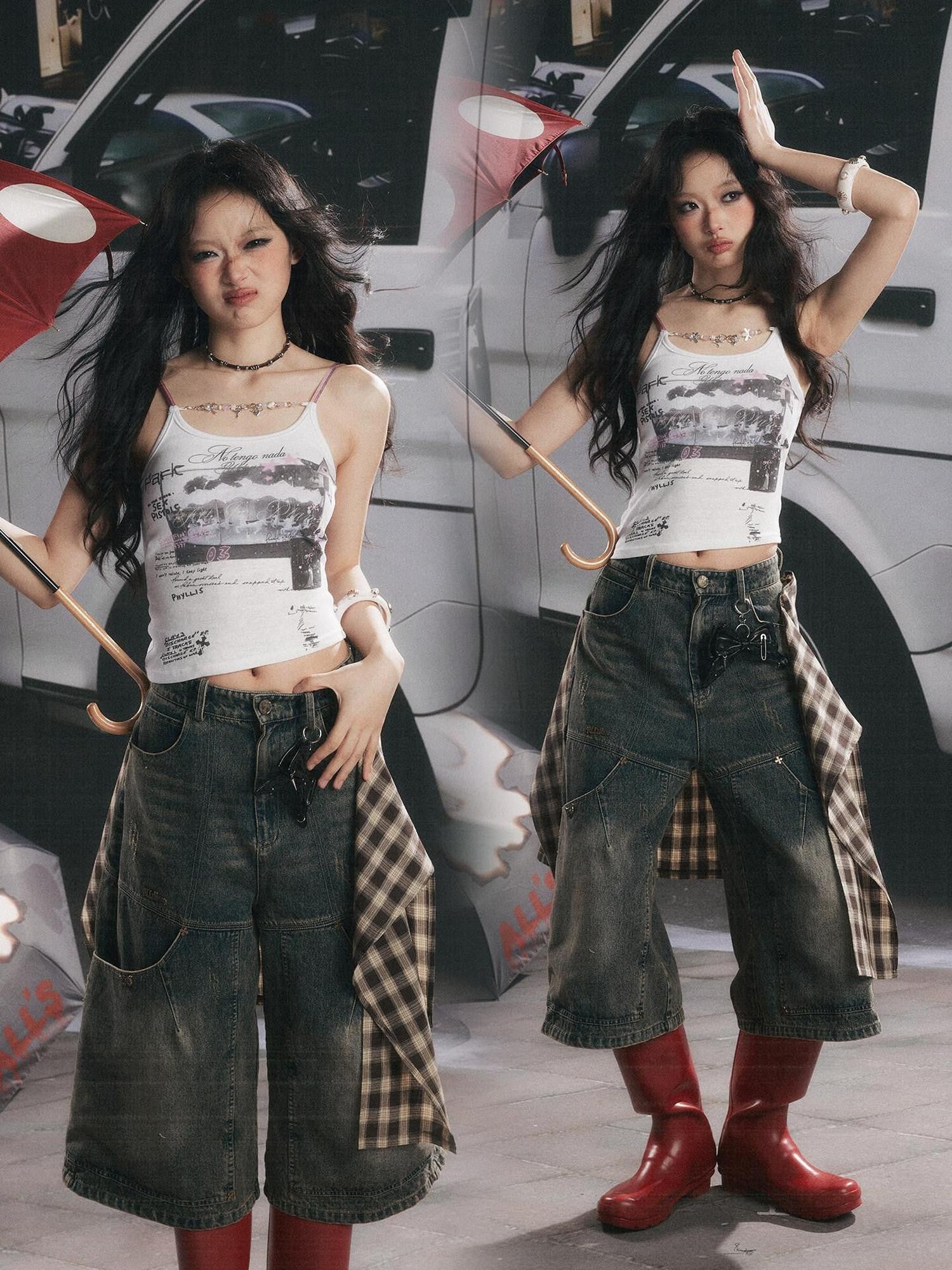 ALL iN plan Low Neck Bow Print Women&