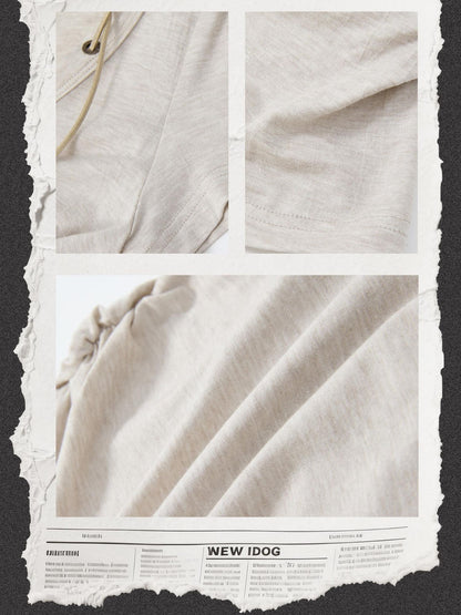 ALL iN plan Lyocell Cotton Blend Casual Cinched Waist Aline Sleeve Khaki Cropped Letter