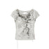 ALL iN plan Lyocell Fitted Crewneck A Line Printed Women Light Gray Short Sleeve T-Shirts