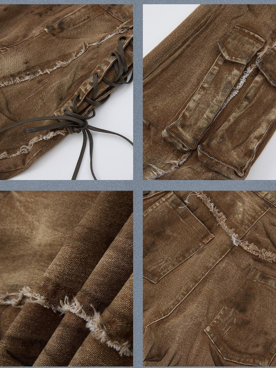 ALL iN plan Micro Flare Washed Drawstring Cargo High Waist Women&