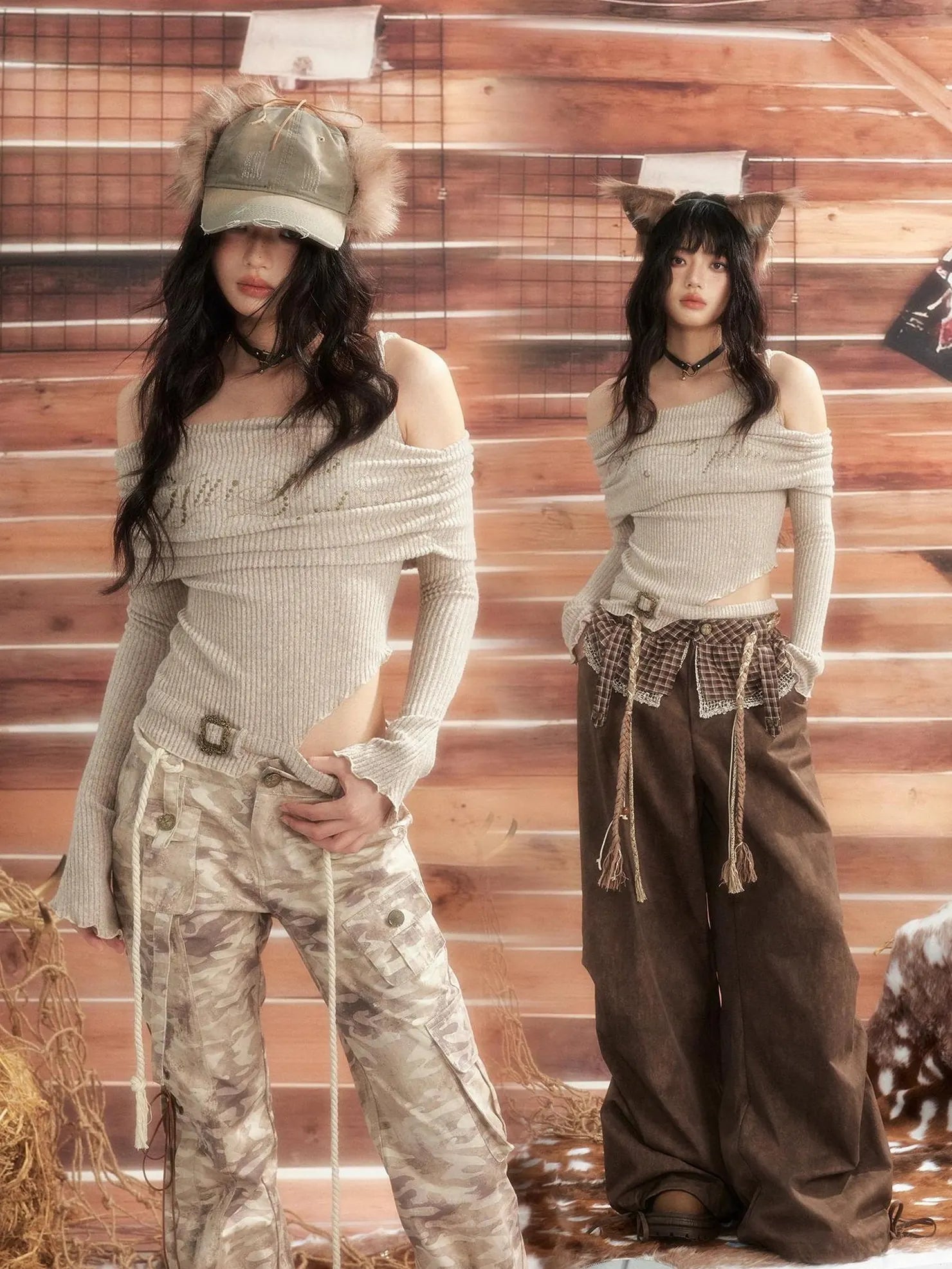 ALL iN plan Moonlight Hunter Asymmetric Crop Top Sweater