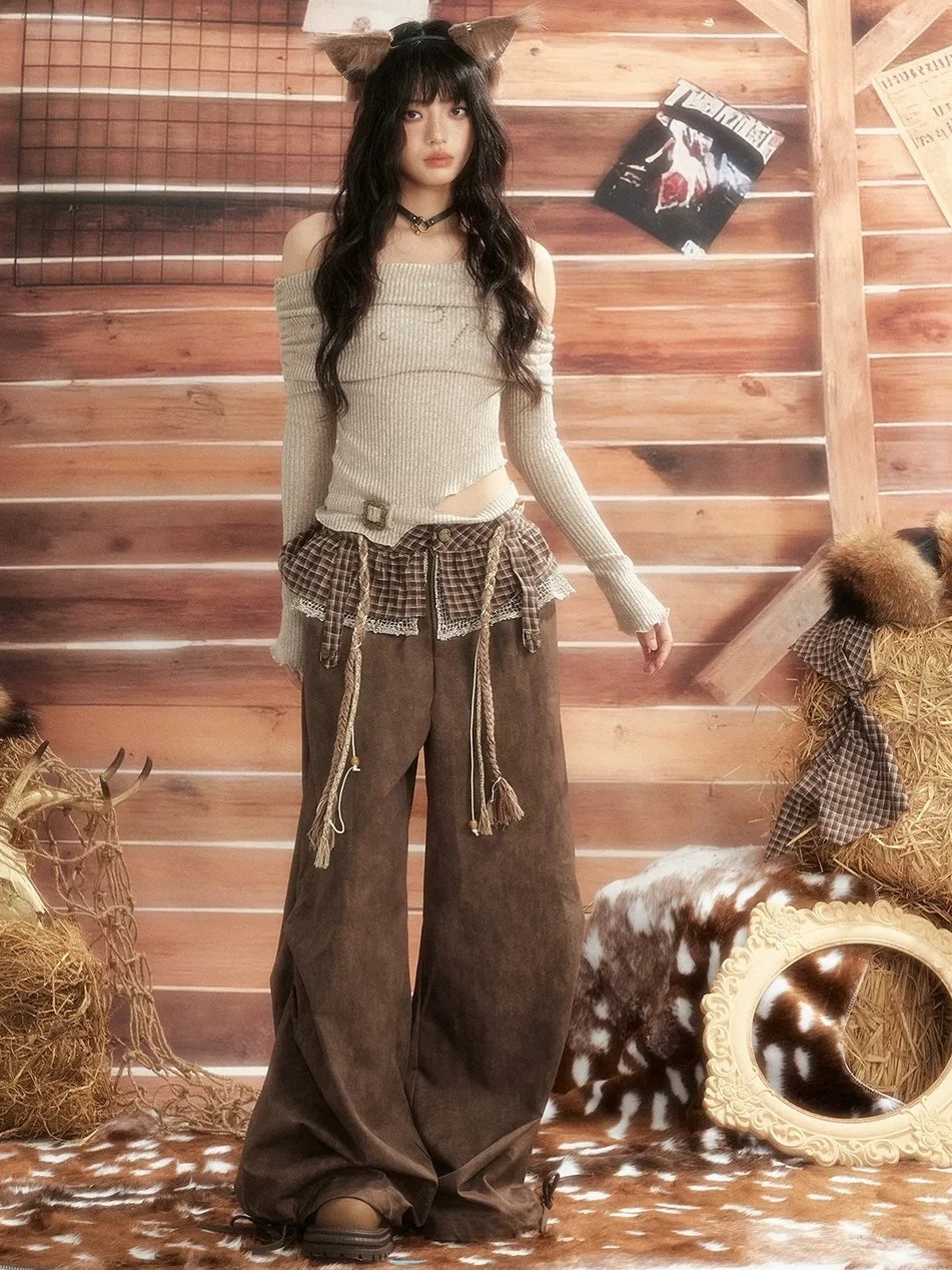 ALL iN plan Moonlight Hunter Asymmetric Crop Top Sweater