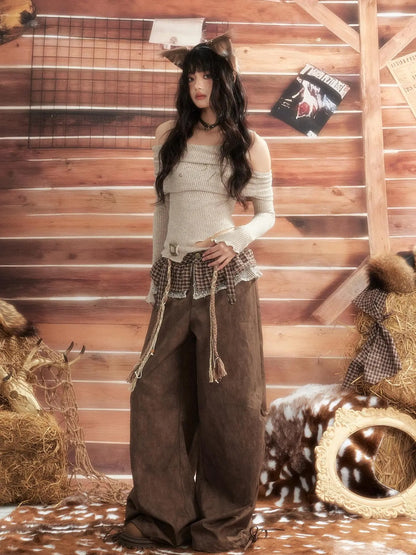 ALL iN plan Moonlight Hunter Asymmetric Crop Top Sweater