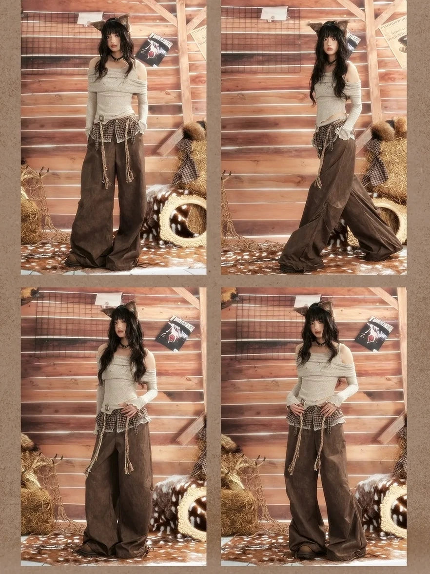 ALL iN plan Moonlight Hunter Asymmetric Crop Top Sweater