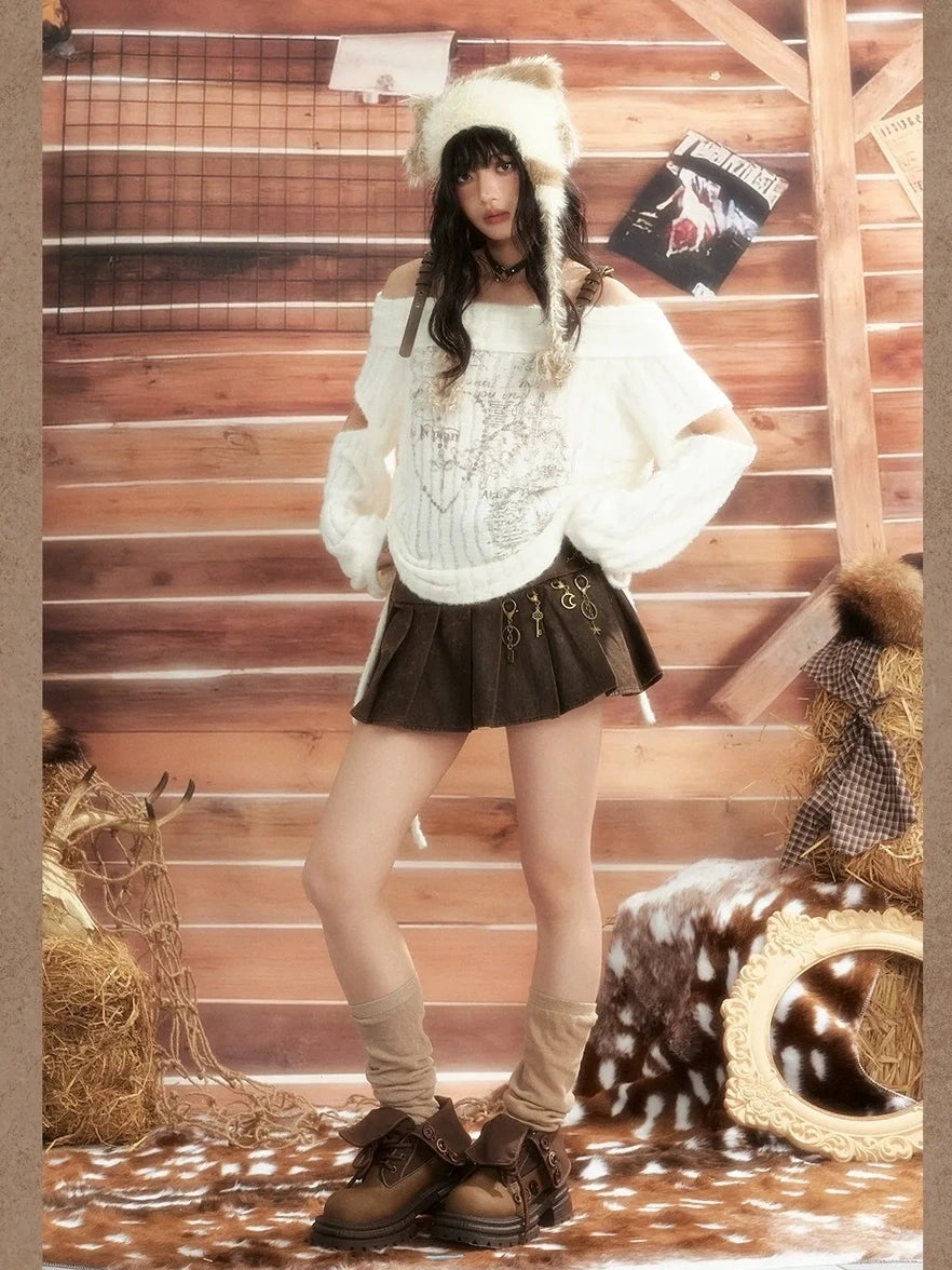 ALL iN plan Moonlight Hunter One Shoulder Knit Top Cardigan