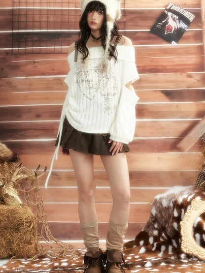 ALL iN plan Moonlight Hunter One Shoulder Knit Top Cardigan