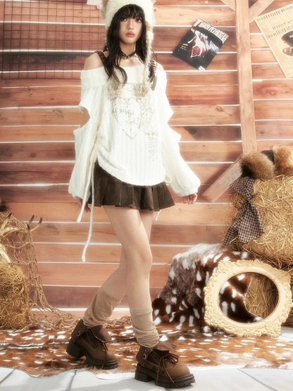 ALL iN plan Moonlight Hunter One Shoulder Knit Top Cardigan