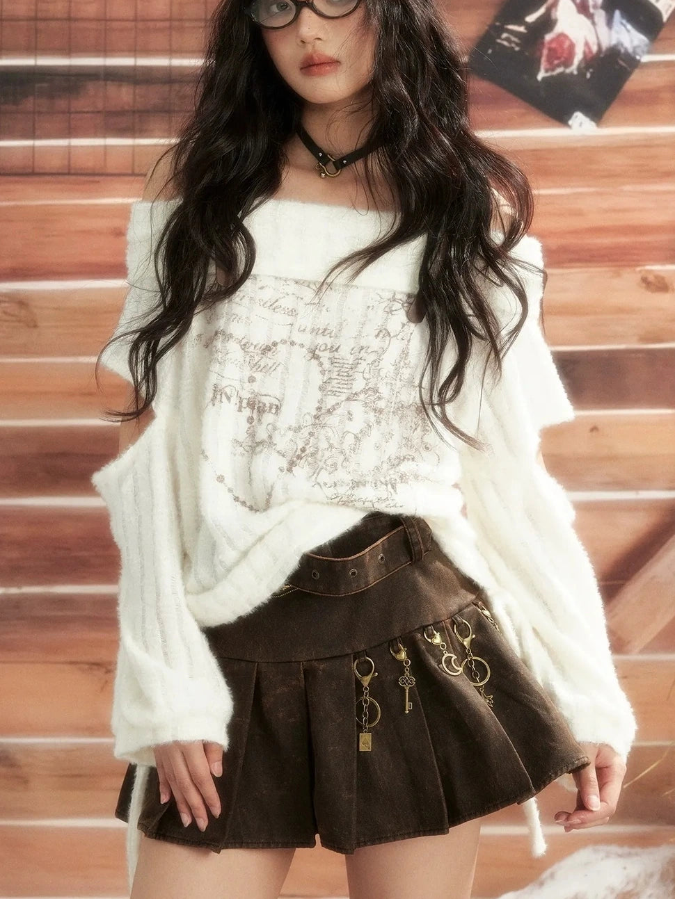 ALL iN plan Moonlight Hunter One Shoulder Knit Top Cardigan