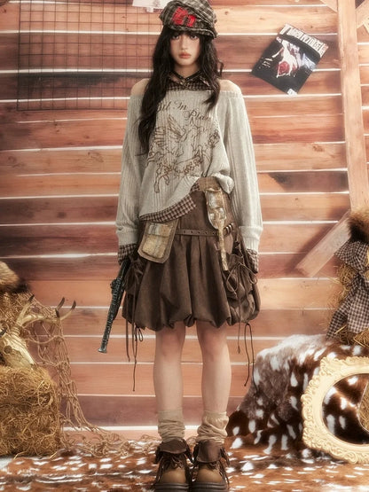 ALL iN plan Moonlight Hunter Pleated Pocket Maxi Skirt Skirt