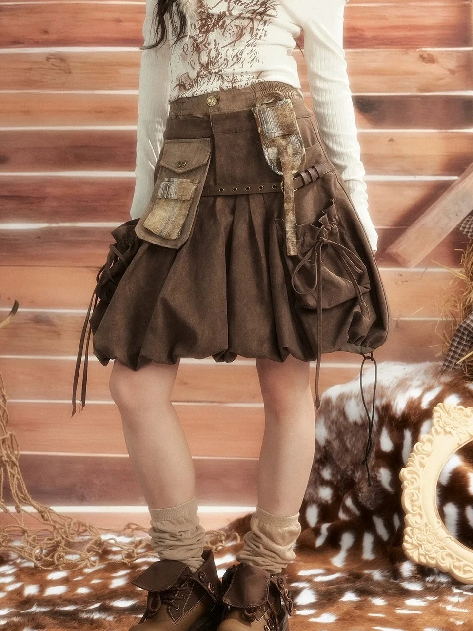 ALL iN plan Moonlight Hunter Pleated Pocket Maxi Skirt Skirt