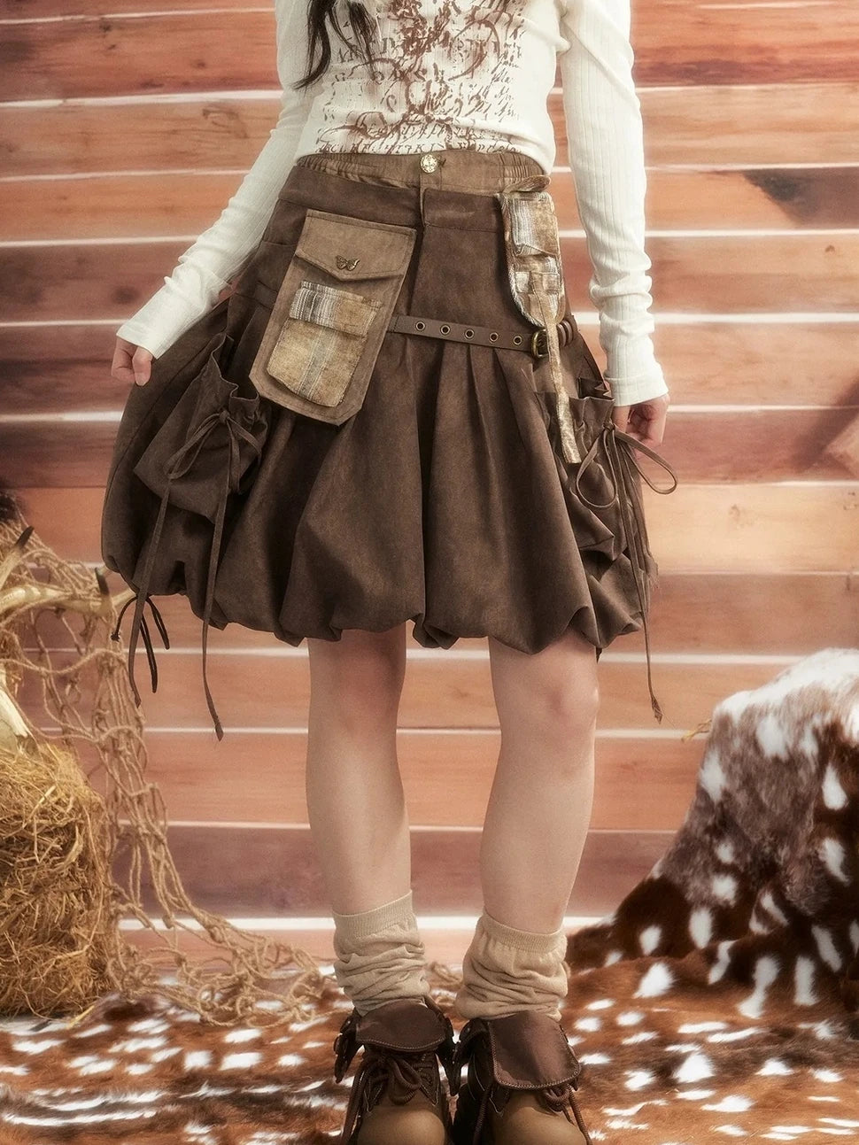 ALL iN plan Moonlight Hunter Pleated Pocket Maxi Skirt Skirt