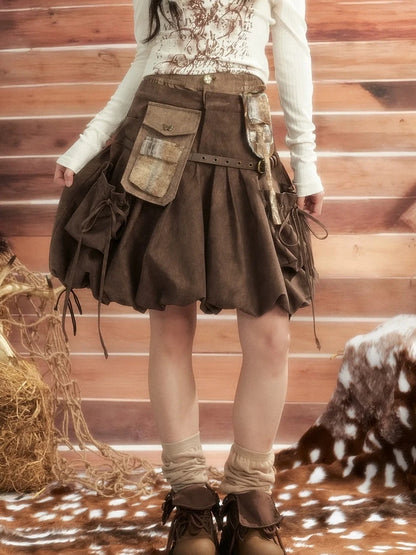 ALL iN plan Moonlight Hunter Pleated Pocket Maxi Skirt Skirt