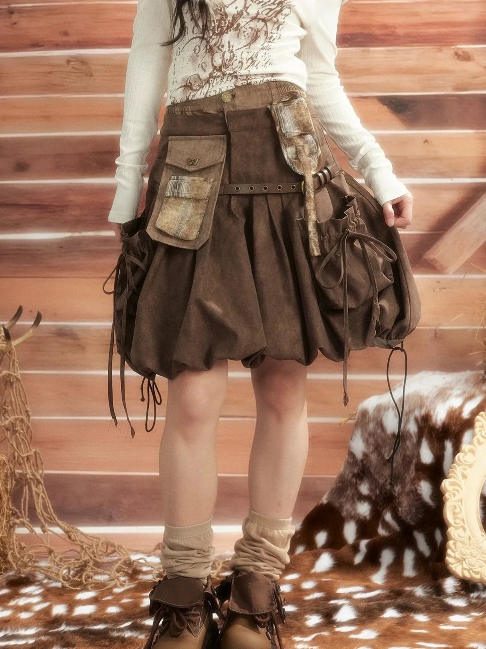 ALL iN plan Moonlight Hunter Pleated Pocket Maxi Skirt Skirt