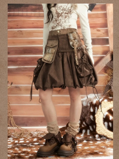 ALL iN plan Moonlight Hunter Pleated Pocket Maxi Skirt Skirt