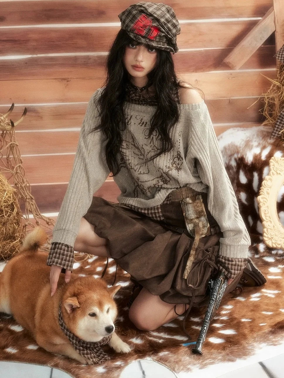 ALL iN plan Moonlight Hunter Pleated Pocket Maxi Skirt Skirt