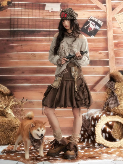 ALL iN plan Moonlight Hunter Pleated Pocket Maxi Skirt Skirt