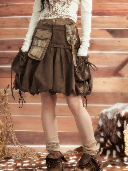 ALL iN plan Moonlight Hunter Pleated Pocket Maxi Skirt Skirt