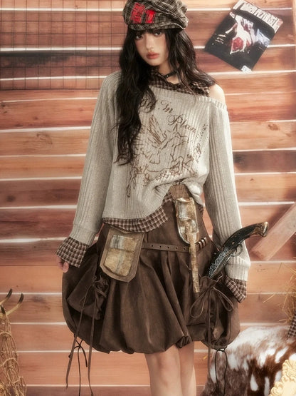 ALL iN plan Moonlight Hunter Pleated Pocket Maxi Skirt Skirt