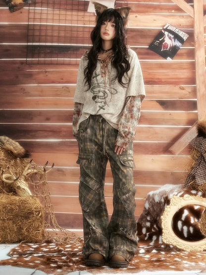 ALL iN plan Moonlight Hunter Retro Plaid Print Unisex Hoodie Hoodies/Sweatshirt