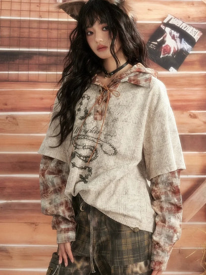 ALL iN plan Moonlight Hunter Retro Plaid Print Unisex Hoodie Hoodies/Sweatshirt