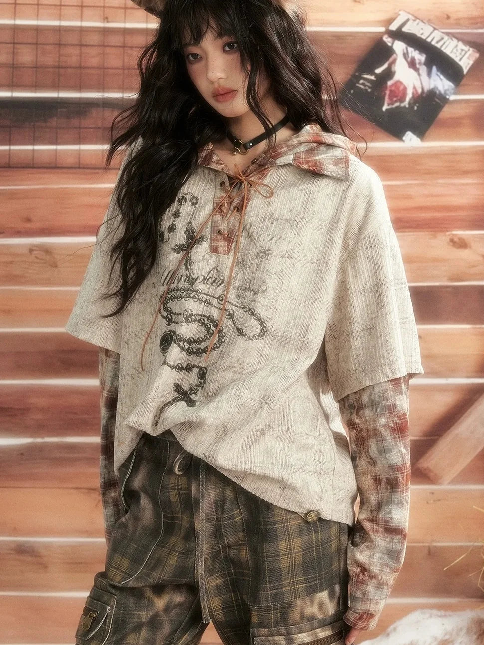 ALL iN plan Moonlight Hunter Retro Plaid Print Unisex Hoodie Hoodies/Sweatshirt