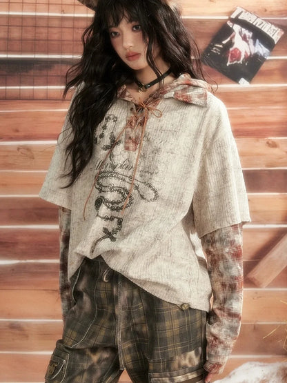 ALL iN plan Moonlight Hunter Retro Plaid Print Unisex Hoodie Hoodies/Sweatshirt