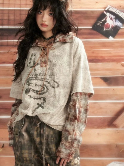 ALL iN plan Moonlight Hunter Retro Plaid Print Unisex Hoodie Hoodies/Sweatshirt