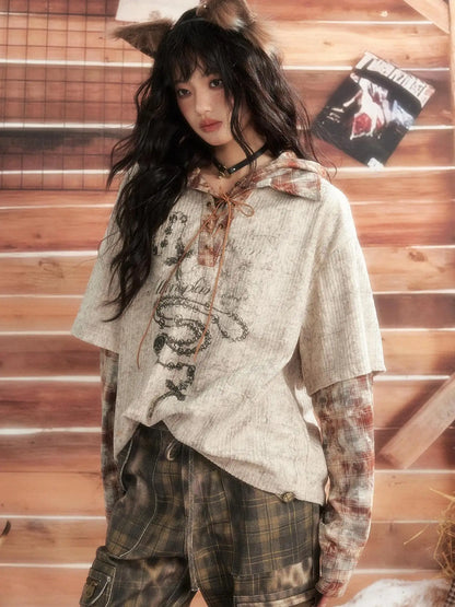 ALL iN plan Moonlight Hunter Retro Plaid Print Unisex Hoodie Hoodies/Sweatshirt