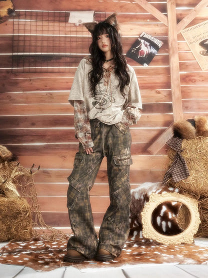 ALL iN plan Moonlight Hunter Retro Plaid Print Unisex Hoodie Hoodies/Sweatshirt