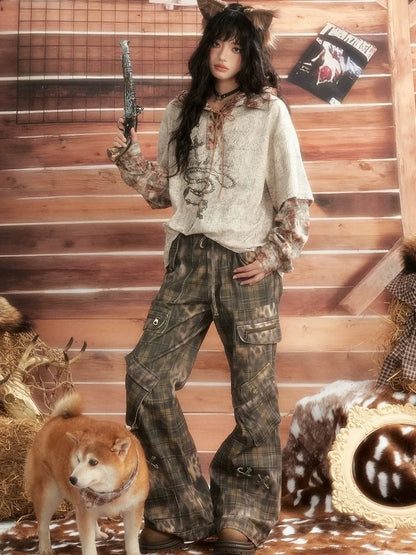 ALL iN plan Moonlight Hunter Retro Plaid Print Unisex Hoodie Hoodies/Sweatshirt