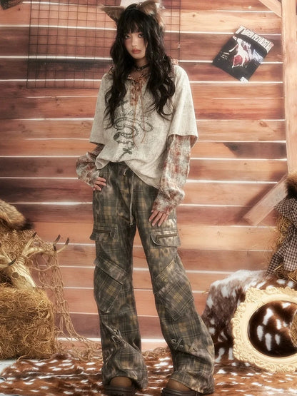 ALL iN plan Moonlight Hunter Retro Plaid Print Unisex Hoodie Hoodies/Sweatshirt