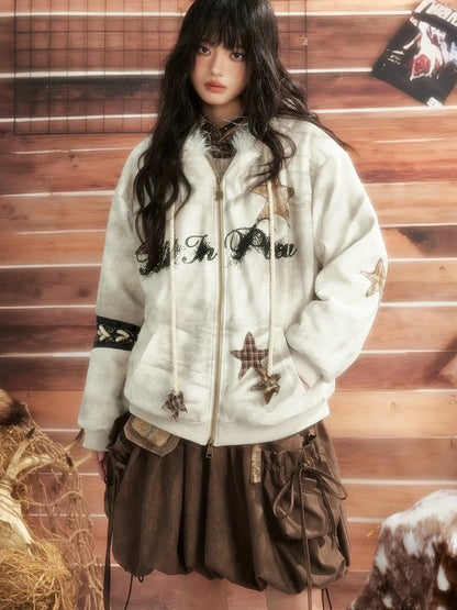 ALL iN plan Moonlit Hunter Star Print Hoodie Hoodies/Sweatshirt