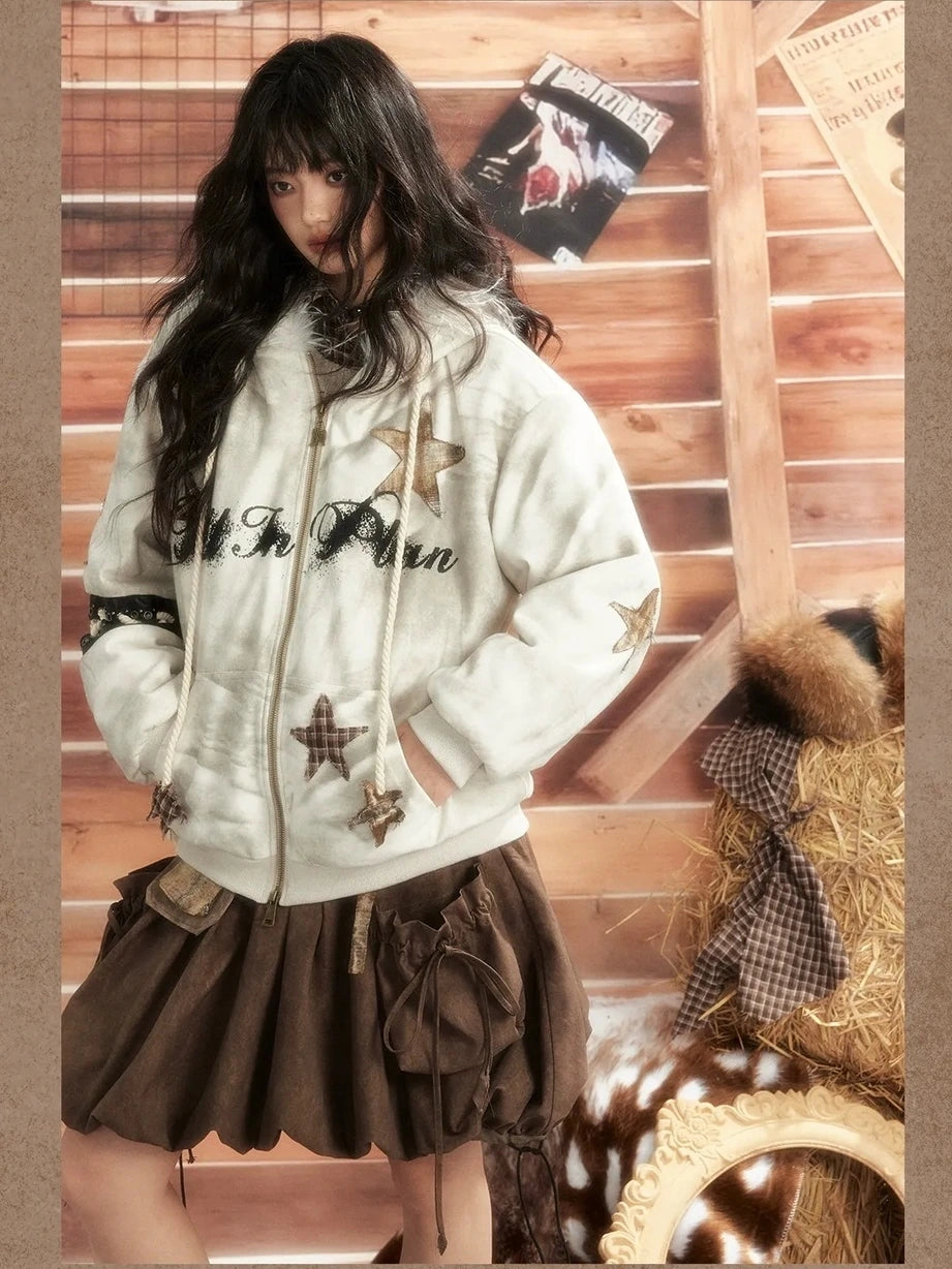 ALL iN plan Moonlit Hunter Star Print Hoodie Hoodies/Sweatshirt