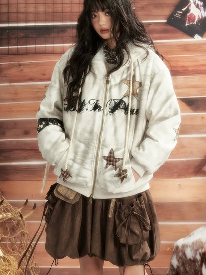 ALL iN plan Moonlit Hunter Star Print Hoodie Hoodies/Sweatshirt