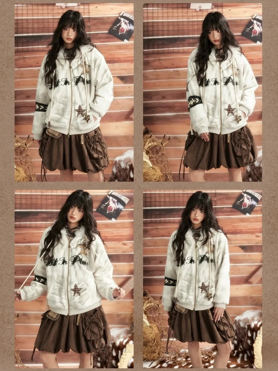 ALL iN plan Moonlit Hunter Star Print Hoodie Hoodies/Sweatshirt