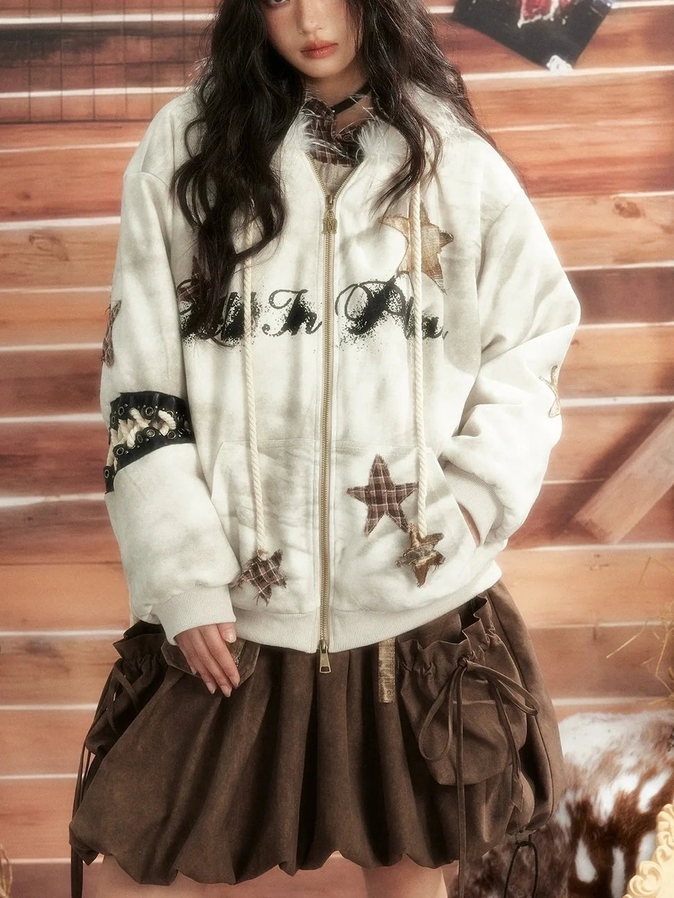 ALL iN plan Moonlit Hunter Star Print Hoodie Hoodies/Sweatshirt