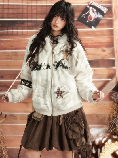 ALL iN plan Moonlit Hunter Star Print Hoodie Hoodies/Sweatshirt