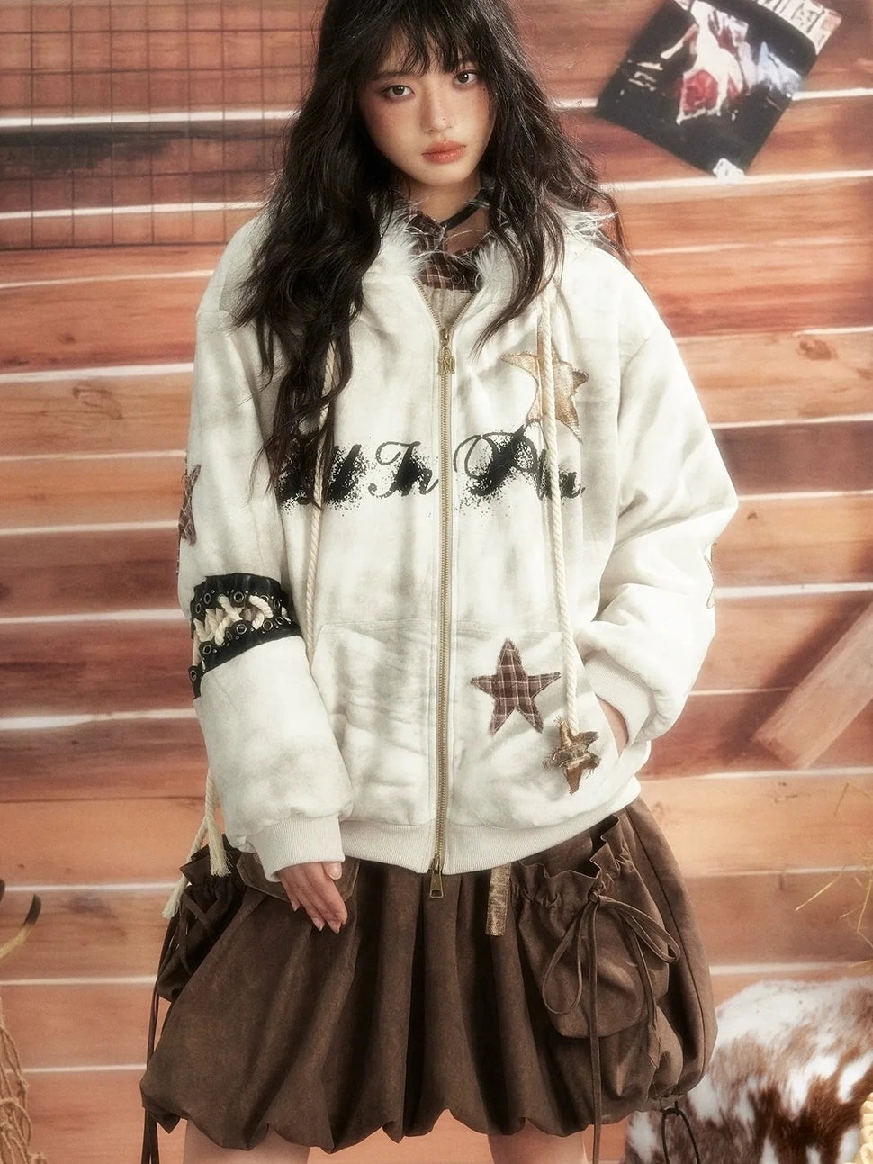 ALL iN plan Moonlit Hunter Star Print Hoodie Hoodies/Sweatshirt