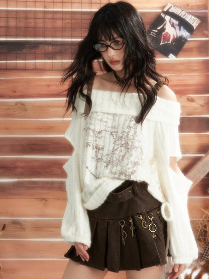 ALL iN plan Off Shoulder Printed Drawstring Long Sleeve Women&