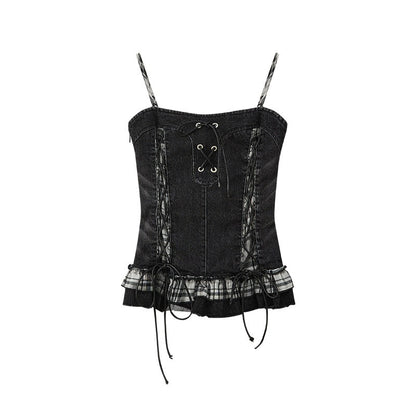 ALL_iN_plan_Plaid_Patchwork_Ruffle_Tie_Front_Mid_Length_Women&