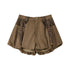 ALL iN plan Pleated High Waist American Cargo Button Fly For Girls Khaki Polyester Hot Pants