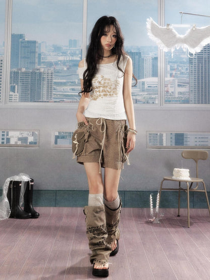 ALL iN plan Polyester Slim Fit Cropped Round Neck Letter Print Women Short Sleeve T-Shirts