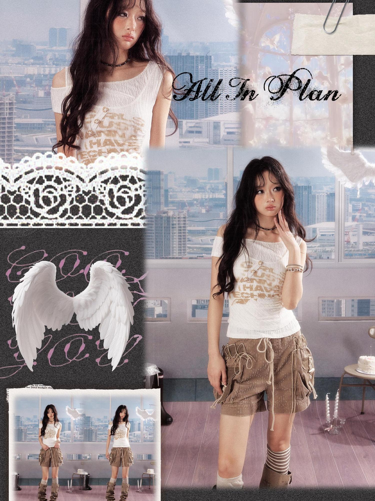 ALL iN plan Polyester Slim Fit Cropped Round Neck Letter Print Women Short Sleeve T-Shirts
