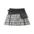 ALL iN plan Pure Cotton Hollowout Slim Mid Waist Cake Tier Women Grey Tiered Skirts