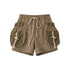 ALL iN plan Pure Cotton Lightweight American Cargo Natural Waist Women Khaki Hot Pants