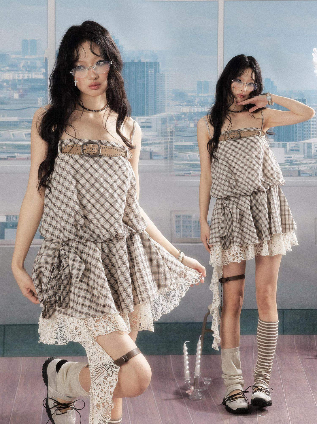 ALL iN plan Recycled Polyester Puff Skirt Spaghetti Strap Loose Khaki Slip Mini Dresses