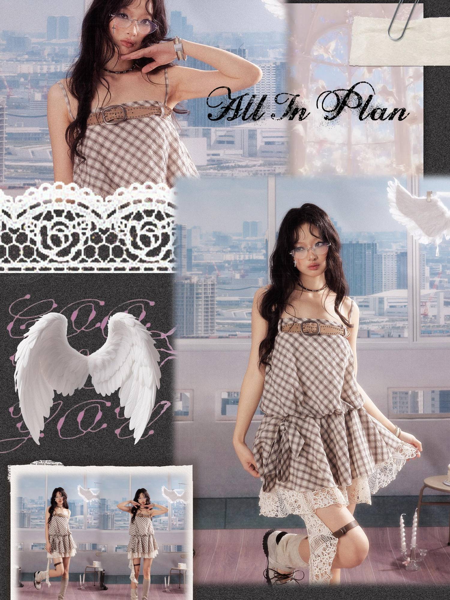ALL iN plan Recycled Polyester Puff Skirt Spaghetti Strap Loose Khaki Slip Mini Dresses