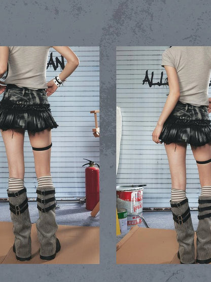 Resonant Edge 89hz Punk Welded Denim Mini Skirt