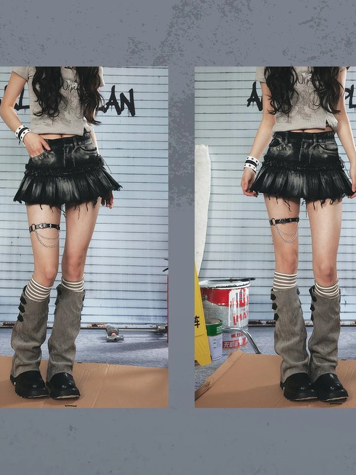 Resonant Edge 89hz Punk Welded Denim Mini Skirt
