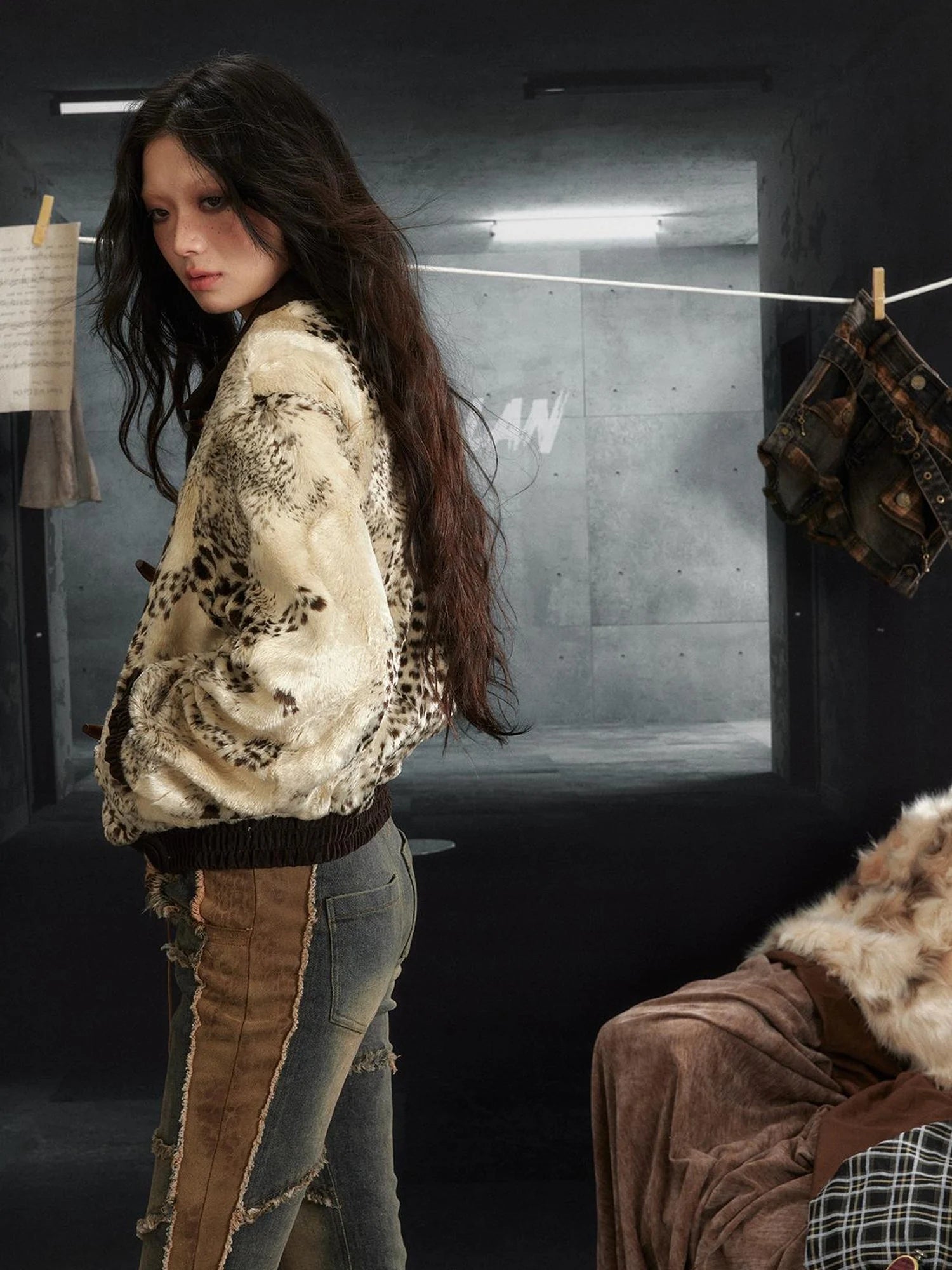 Rock Rebel Faux Fur Lined Hooded Coat